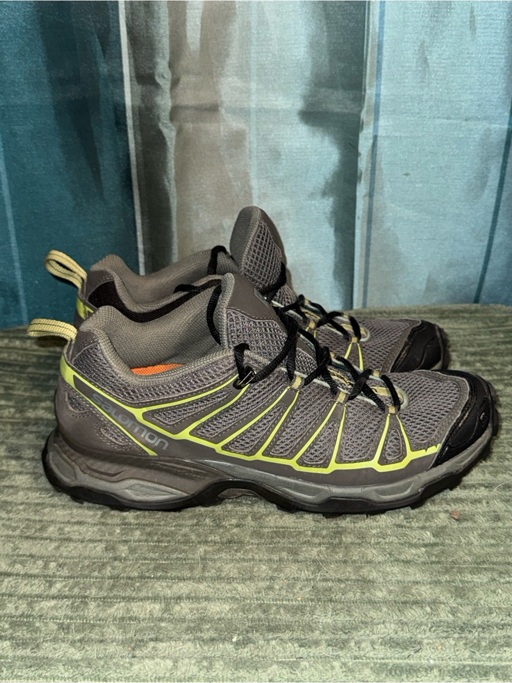 Salomon Grey with Lime Trail Hiking Sneakers